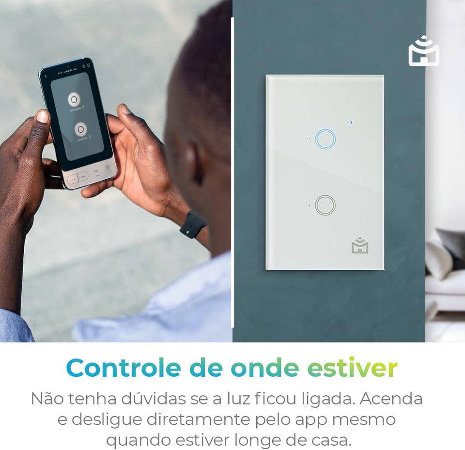 Smart Interruptor Positivo Casa Inteligente 2 Módulos Touch